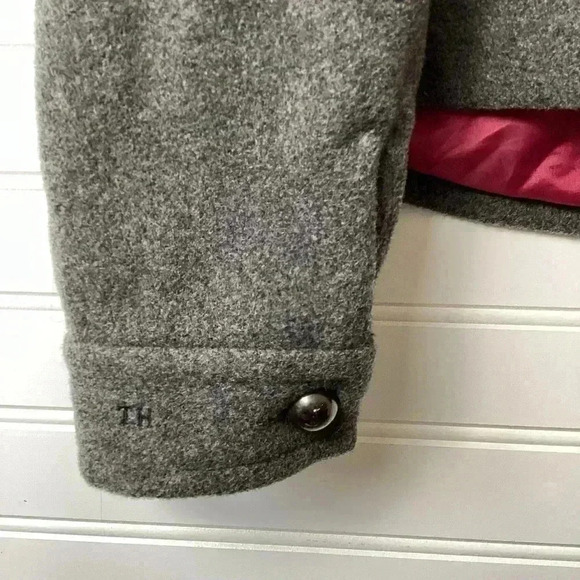 Tommy Hilfiger Gray Wool Double-Breasted Peacoat Women's Size Large Wool Blend - Picture 8 of 10